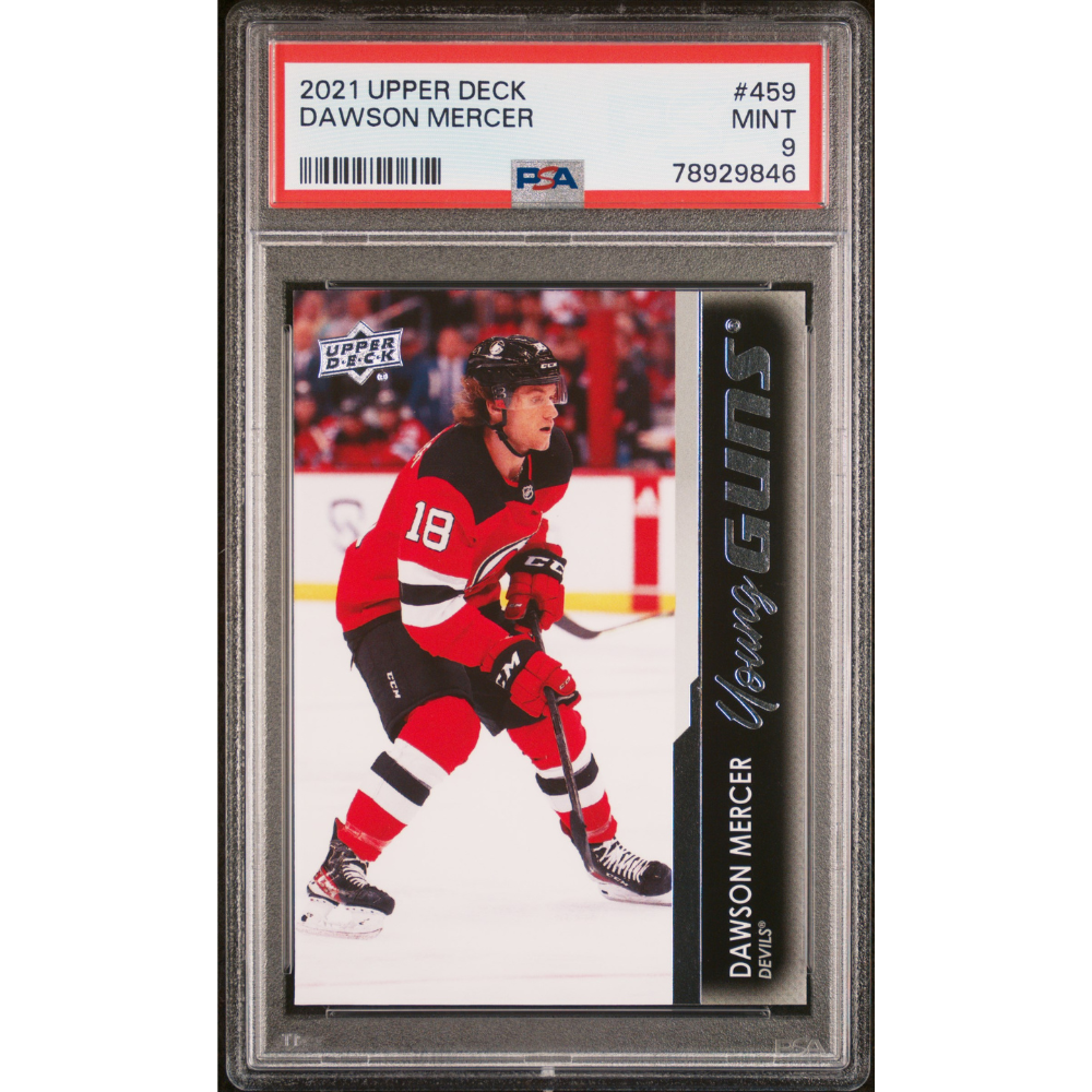 2021-22 Upper Deck #459 Dawson Mercer Young Guns PSA 9 New Jersey Devils