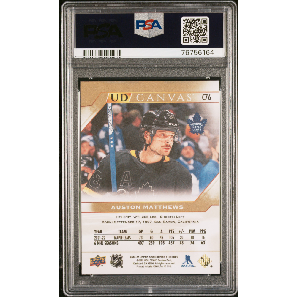 2022-23 Upper Deck #C76 Auston Matthews UD Canvas PSA 9 Toronto Maple Leafs