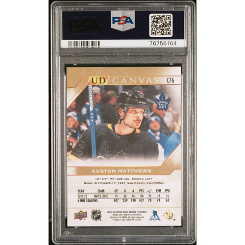 2022-23 Upper Deck #C76 Auston Matthews UD Canvas PSA 9 Toronto Maple Leafs
