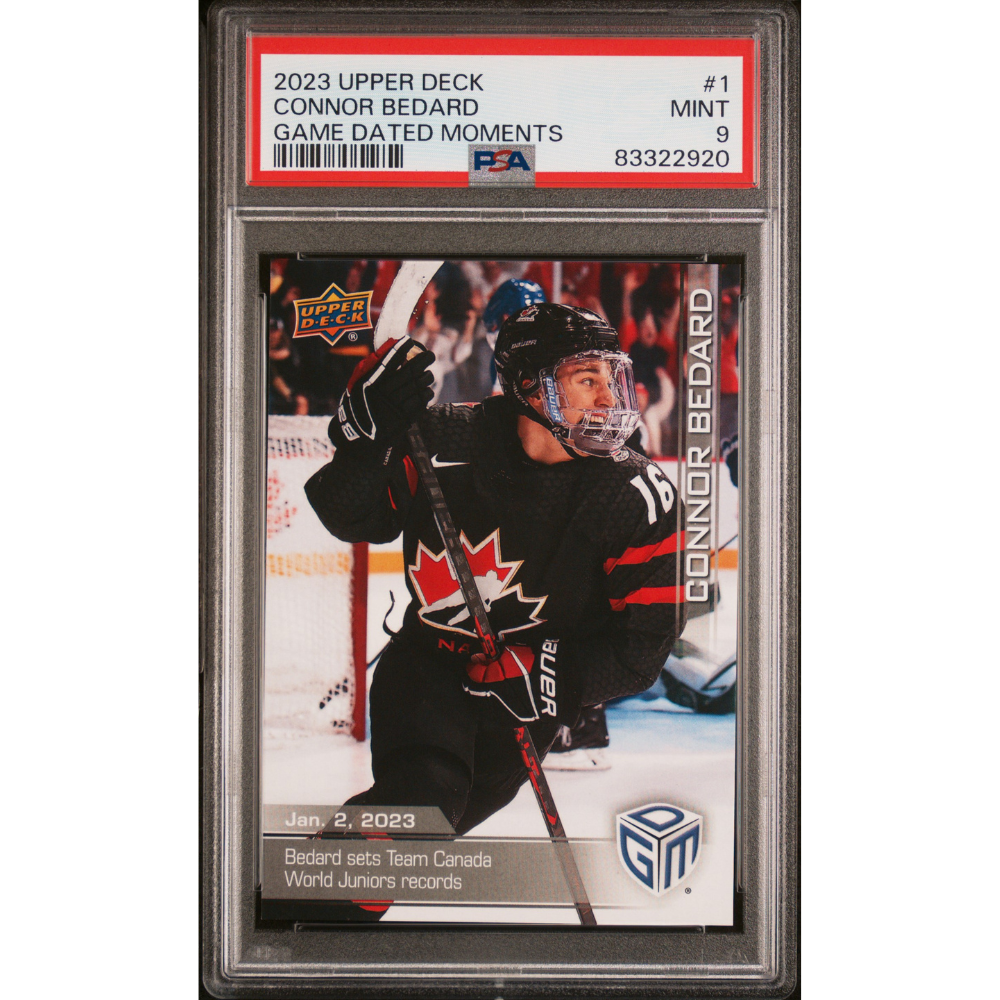 2023-24 Upper Deck Game Dated Moments #1 Connor Bedard PSA 9 Chicago Blackhawks