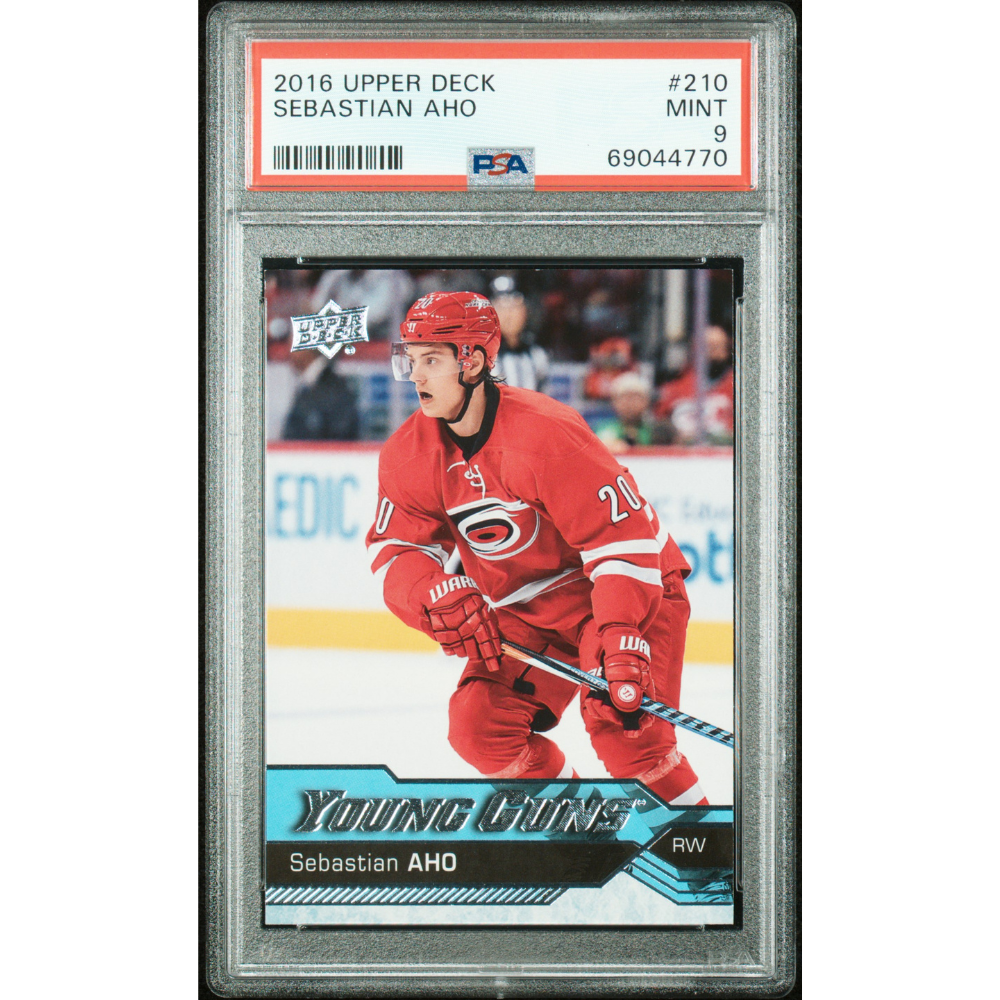 2016-17 Upper Deck #210 Sebastian Aho Young Guns PSA 9 Carolina Hurricanes