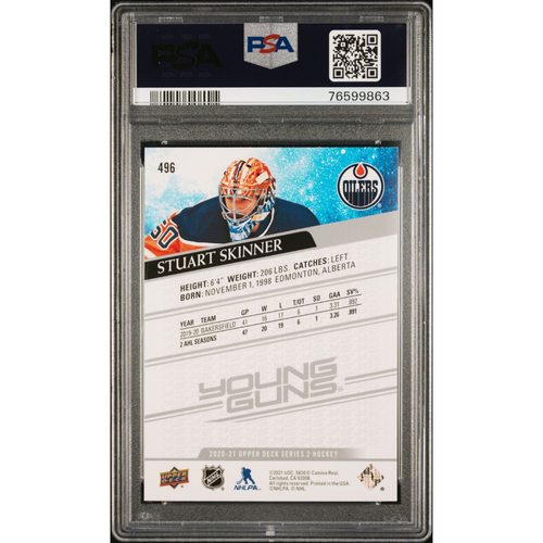 2020-21 Upper Deck Young Guns #496 Stuart Skinner PSA 10 Edmonton Oilers