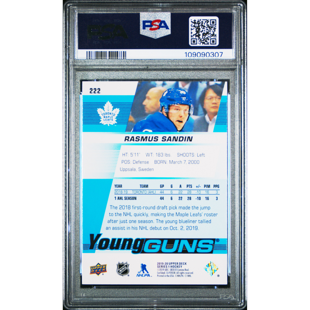 2019-20 Upper Deck #222 Rasmus Sandin Silver Foil PSA 10
