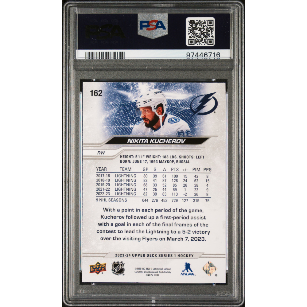 2023-24 Upper Deck #162 Nikita Kucherov Base Outburst PSA 10
