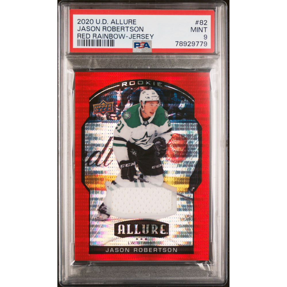 2020-21 Upper Deck Allure #82 Jason Robertson Red Rainbow Jersey PSA 9