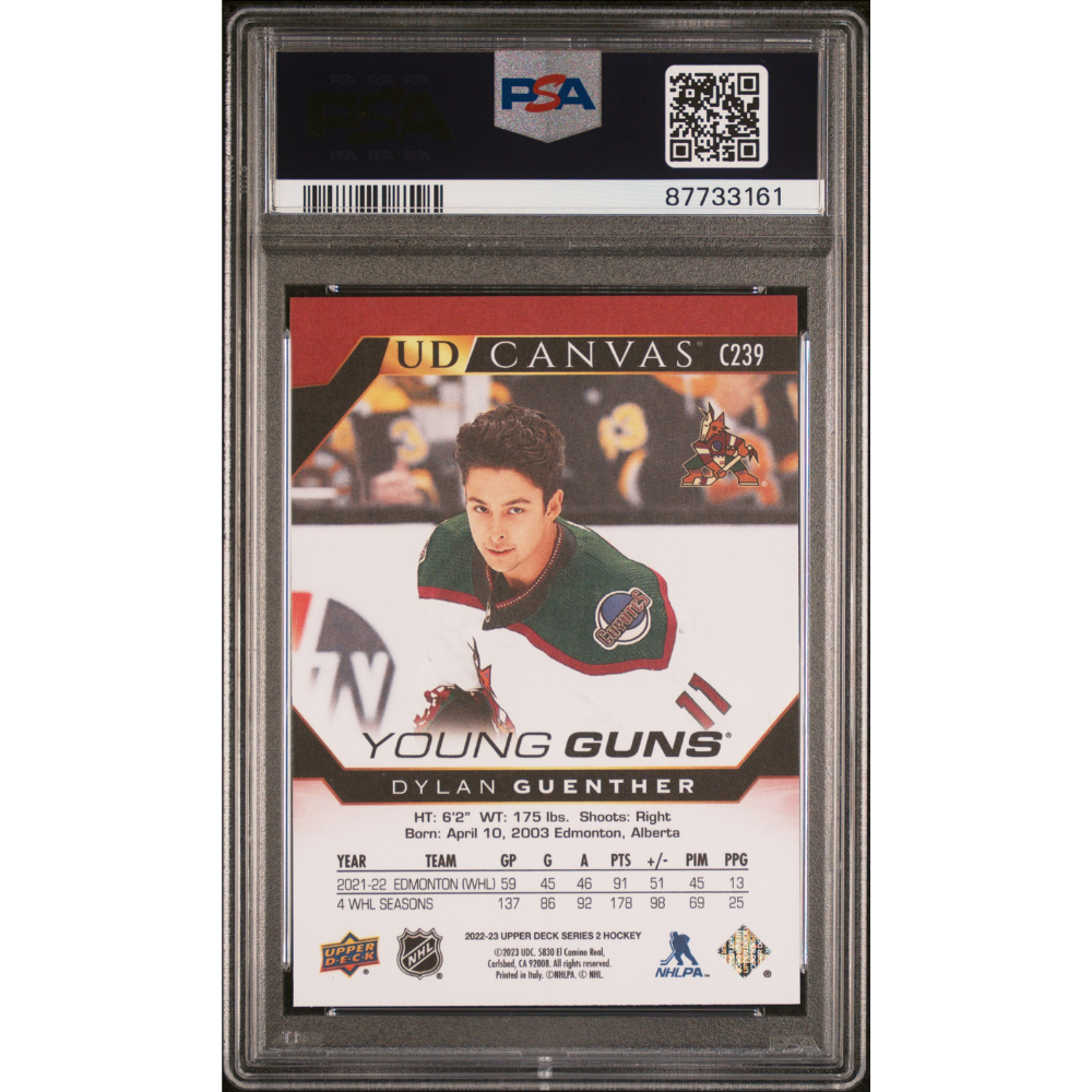 2022-23 Upper Deck #C239 Dylan Guenther Young Guns Canvas PSA 10