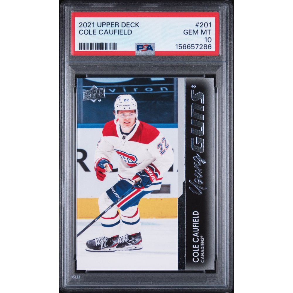 2021-22 Upper Deck #201 Cole Caufield Young Guns PSA 10 Montreal Canadiens