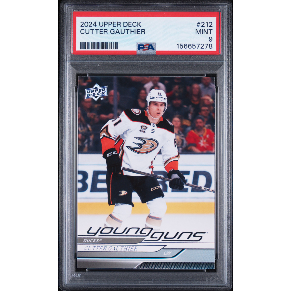 2024-25 Upper Deck #212 Cutter Gauthier Young Guns PSA 9 Anaheim Ducks