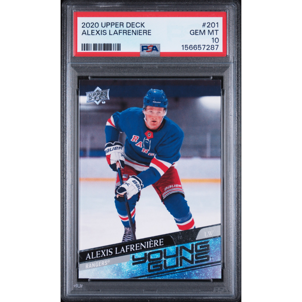 2020-21 Upper Deck #201 Alexis Lafreniere Young Guns PSA 10 New York Rangers