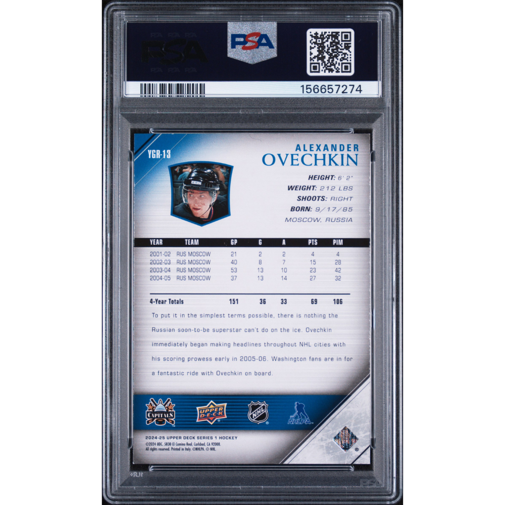 2024-25 Upper Deck #YGR13 Alexander Ovechkin Young Guns Renewed PSA 9 Washington Capitals