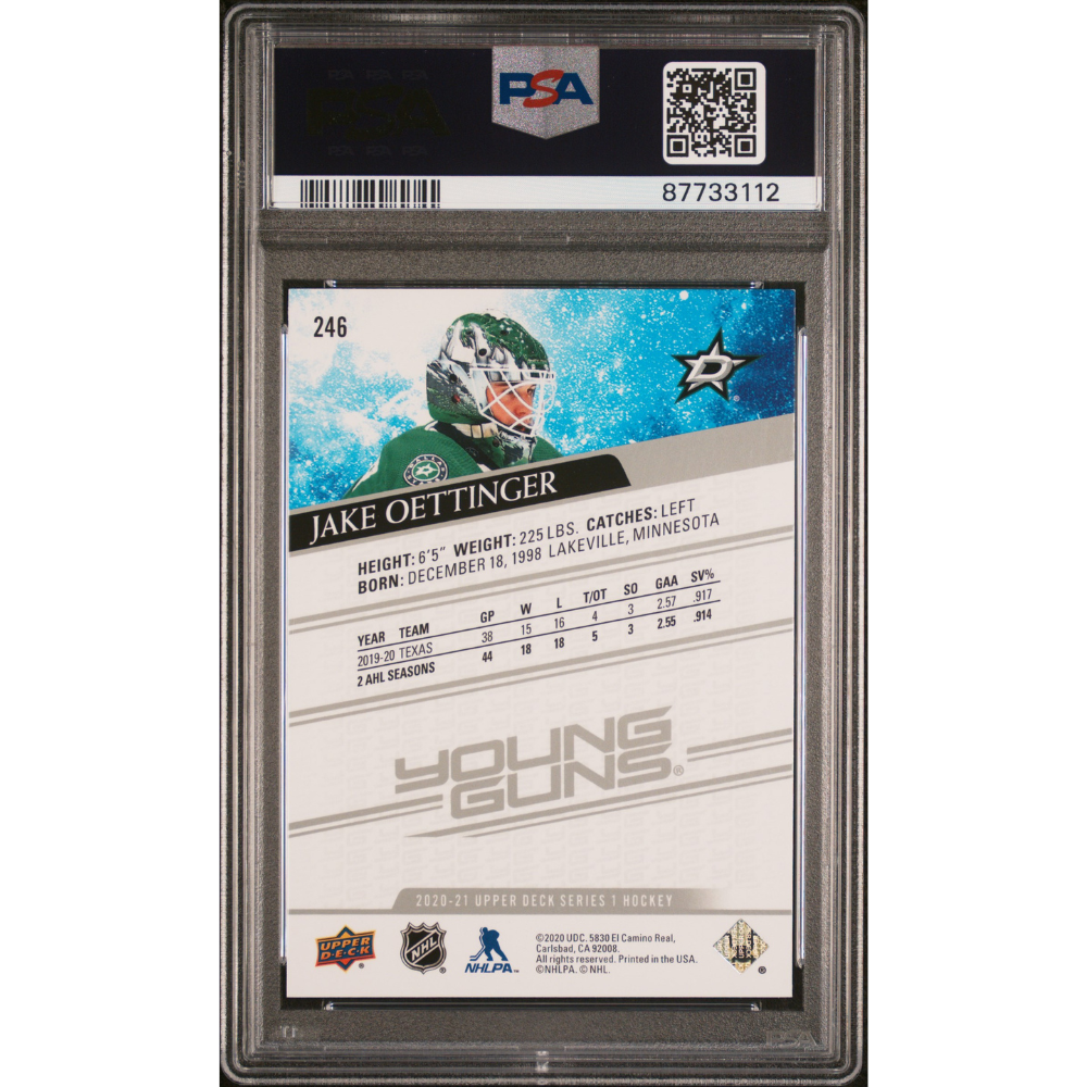 2020-21 Upper Deck Young Guns #246 Jake Oettinger PSA 9 Dallas Stars